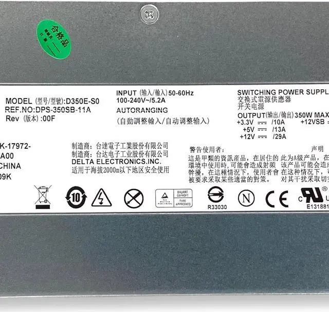 Alt view image 7 of 7 - Dell PowerEdge R310 Server D350E-S0 350W Switching Power Supply 0R109K R109K