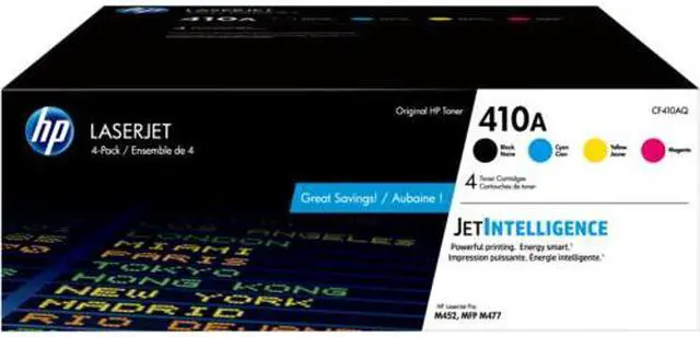 Main image of HP 410A 4-pack Black/Cyan/Magenta/Yellow Original LaserJet Toner Cartridges,