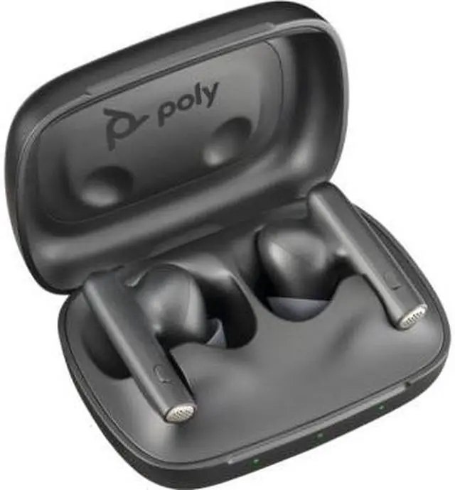 Alt view image 3 of 7 - Poly Voyager Free 60 UC Black Earbuds + BT700 USB-C Adapter + Basic Charge Case