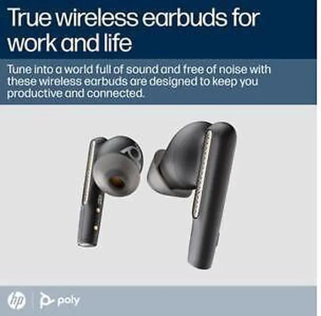 Alt view image 4 of 7 - Poly Voyager Free 60 UC Black Earbuds + BT700 USB-C Adapter + Basic Charge Case