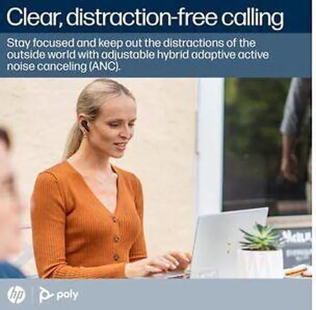 Alt view image 6 of 7 - Poly Voyager Free 60 UC Black Earbuds + BT700 USB-C Adapter + Basic Charge Case