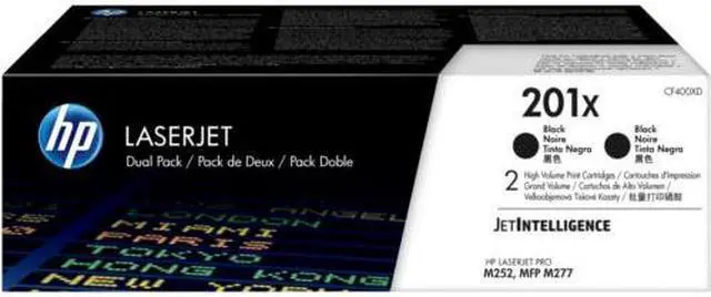 Main image of HP 201X 2-pack High Yield Black Original LaserJet Toner Cartridges, Per