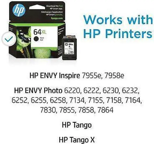 Alt view image 4 of 7 - HP 64XL High Yield Black Original Ink Cartridge, ~600 pages, N9J92AN#140
