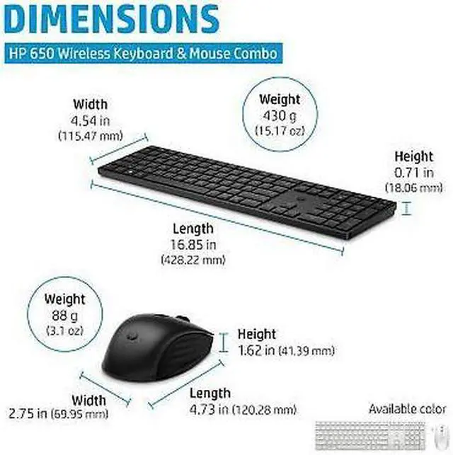 Alt view image 4 of 7 - HP 650 Wireless Keyboard and Mouse Combo