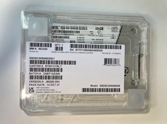 Main image of Intel SSD D3-S4510 Series SATA3 Solid State Drive SSDSC2KB480G801 480GB 2.5