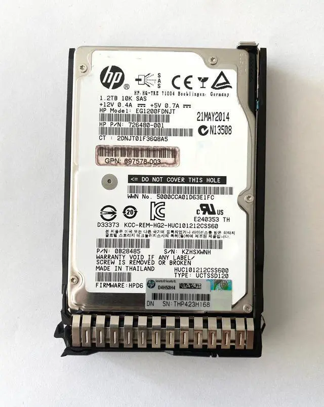 Main image of (NOT FOR HOME PC!) HP Hard Drive 1.2TB 10K SAS EG1200FDNJT 726480-001
