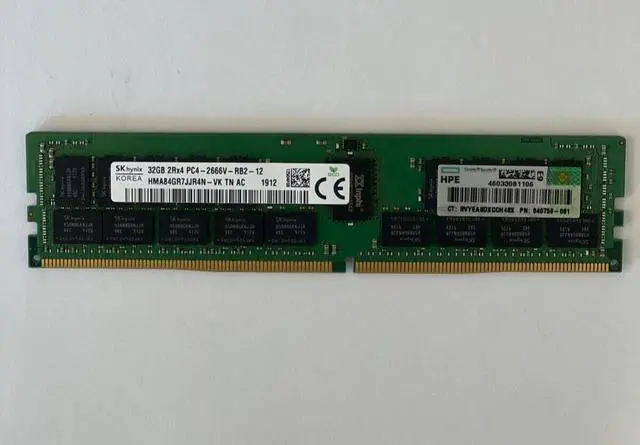 Alt view image 2 of 3 - (NOT FOR HOME PC!) HPE 840758-091 HYNIX 32GB HMA84GR7JJR4N-VK 2RX4 PC4-2666V DDR4-21300 REG MEMORY