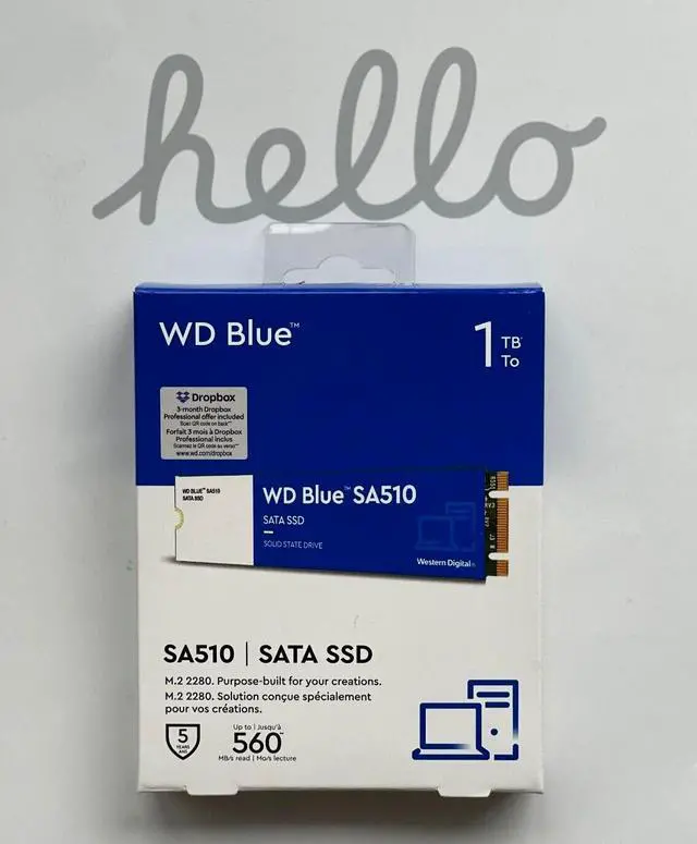Main image of BRAND NEW!!! WDS100T3B0B WD Blue SA510 1 TB Solid State Drive M.2 2280 Internal