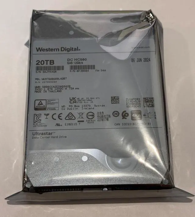 Main image of (NOT FOR HOME PC!) NEW!!! WD UNTRASTAR DC HC560 WUH722020BL4207 20TB 0F38604 7.2K SAS 12Gb/s 512MB - OEM