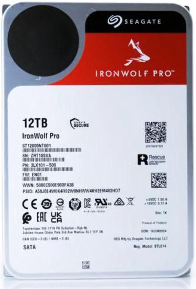 Alt view image 2 of 7 - Seagate IronWolf Pro 12TB 7.2K RPM SATA 6Gb/s 3.5in Enterprise HDD ST12000NT001