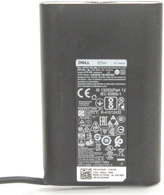 Alt view image 4 of 4 - Dell 65W AC Adapter Laptop Power Supply Charger USB-C Type C Tip LA65NM170 2YK0F