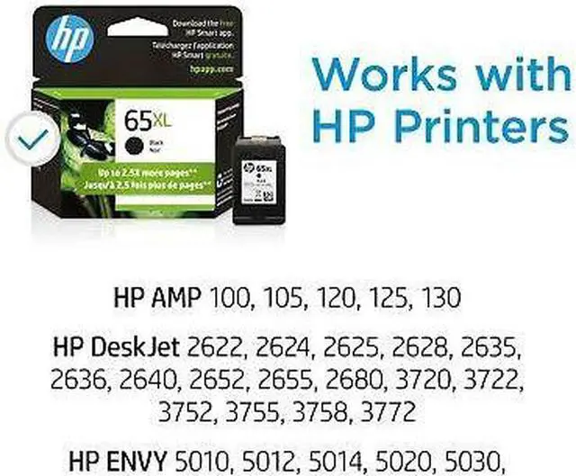 Alt view image 5 of 7 - HP 65XL Black Original Ink Cartridge, ~300 pages, N9K04AN#140