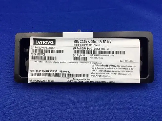 Alt view image 2 of 2 - 02JK971 LENOVO 64GB (1X64GB) 2RX4 PC4-3200A MEMORY 4X77A08635 J304FFC8 - OEM