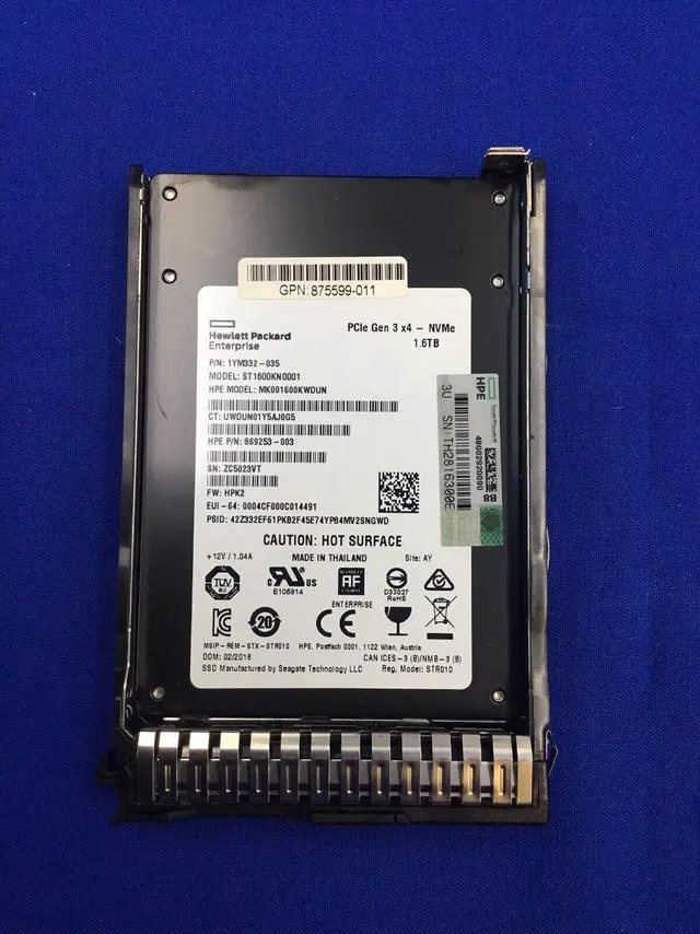 Main image of 875597-B21 HPE 1.6TB NVME GEN3 HIGH PERFORMANCE MU SFF SSD 875876-001
