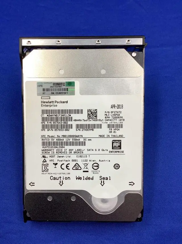 Main image of 857650-B21 HPE 10TB SATA 6G BC 7.2K LFF LP HELIUM 512E HDD 857968-001