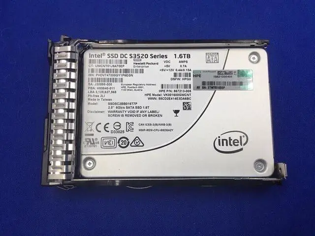 Alt view image 2 of 4 - 869386-B21 HPE 1.6TB SATA 6G Read Intensive SFF (2.5in) SC DS SSD 869581-001
