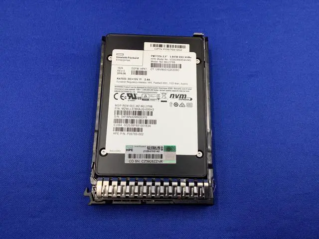 Main image of P10216-B21 HPE 3.84TB NVME GEN3 RI SFF SCN U.2 PE6011 SSD P10467-001 P09769-002