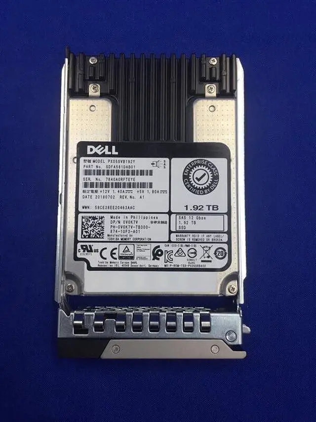 Main image of (NOT FOR HOME PC!) 0V0K7V Dell 1.92TB SAS 12Gb/s Mix Use 2.5" SSD V0K7V Toshiba PX05SVB192Y Gen 14 - OEM