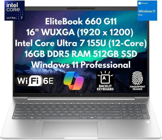 Main image of HP EliteBook 660 G11 16" WUXGA Core Ultra 7 155U 16GB 512GB SSD IR Cam FPR