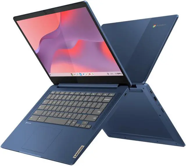 Alt view image 2 of 7 - Lenovo IdeaPad Slim 3 Chromebook 14" FHD Touch Kompanio 520 4GB 64GB eMMC Blue