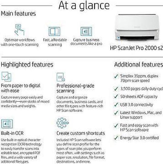 Alt view image 7 of 7 - HP ScanJet Pro 2000 s2 Sheet-feed Scanner