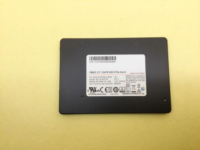 Alt view image 2 of 4 - Samsung PM963 Series 3.84TB PCIe NVMe U.2 2.5" SSD MZ-QLW3T80 New