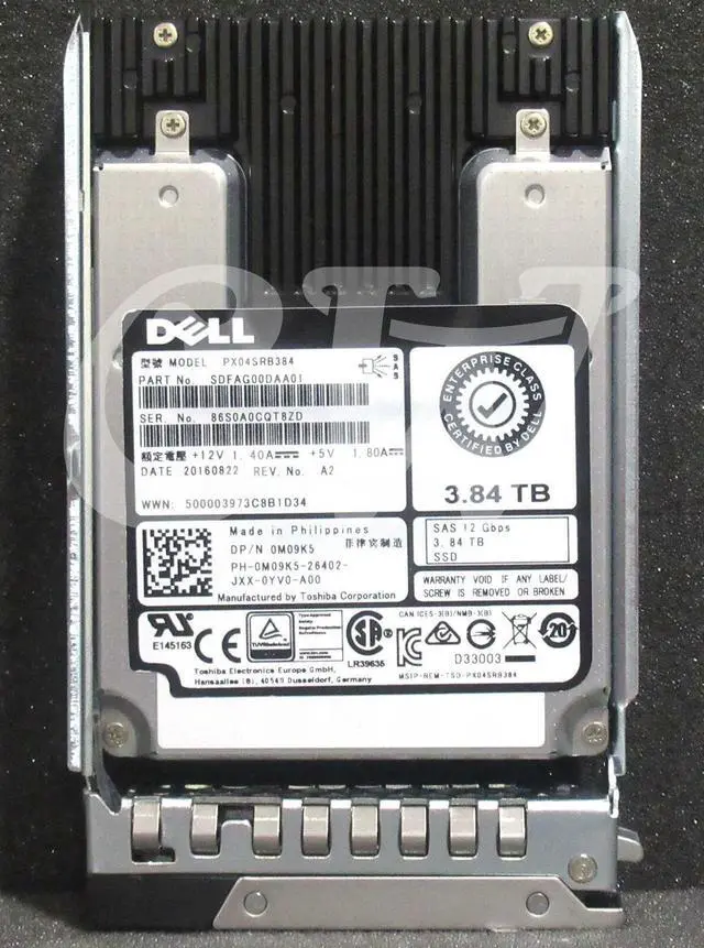 Main image of (NOT FOR HOME PC!) 0M09K5 PX04SRB384 Dell GEN14 3.84TB 12Gbps 2.5" SAS Solid State Drive SSD Ref