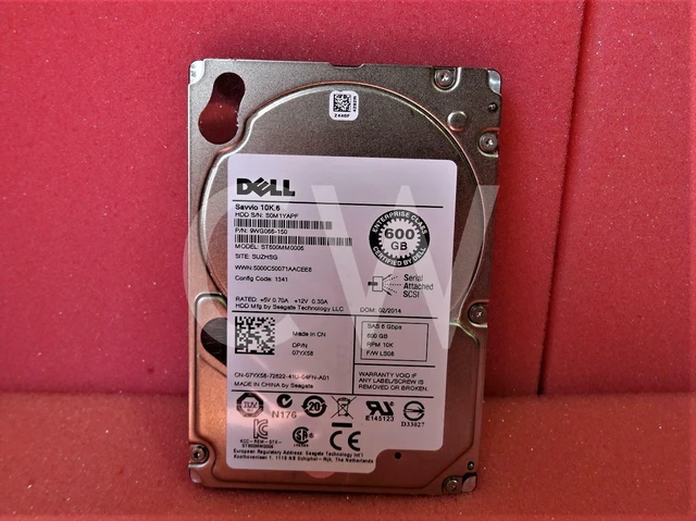 Main image of (NOT FOR HOME PC!) 07YX58 7YX58 ST600MM0006 Dell 600GB 10000RPM 6Gbps 2.5" SAS HDD Hard Drive