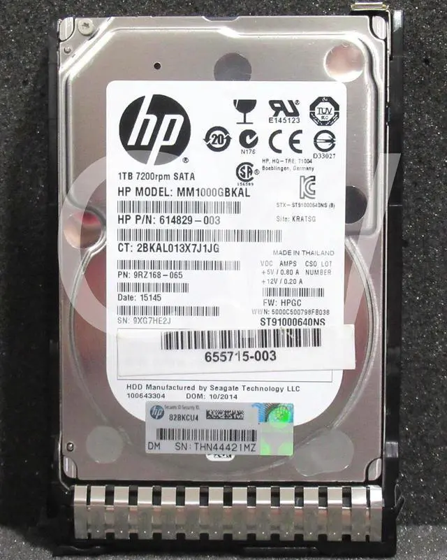 Main image of 655710-B21 656108-001 HP 1TB 7200RPM 6Gbps MDL 2.5" SATA Hard Drive