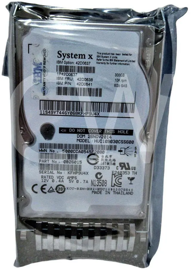 Main image of (NOT FOR HOME PC!) 42D0637 42D0638 42D0641 IBM 300GB 10K RPM 6Gb/s 2.5" SAS Hard Drive W/ZERO HOURS