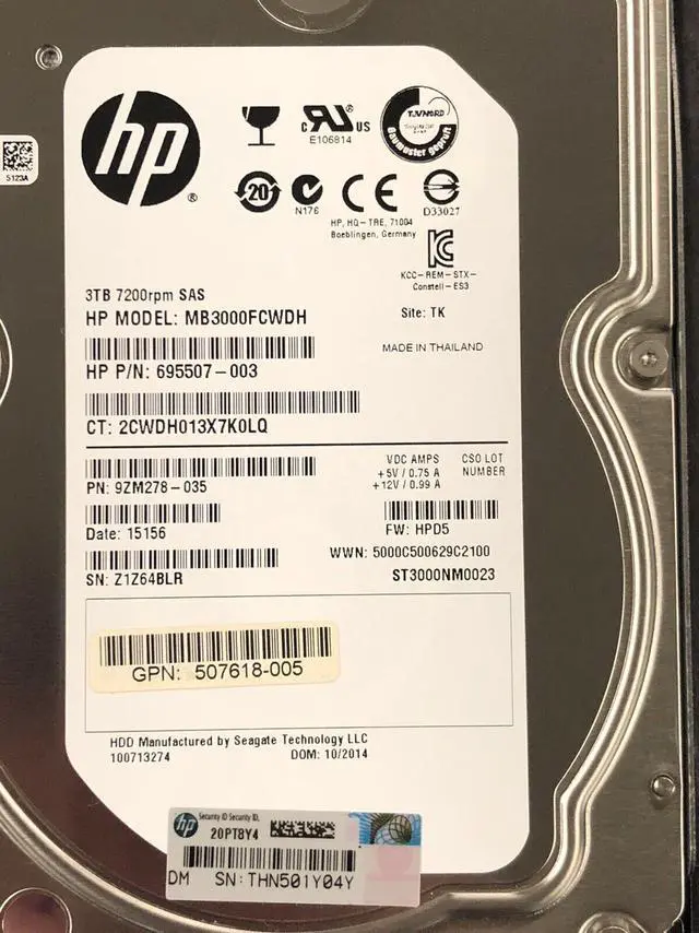 Alt view image 4 of 5 - (NOT FOR HOME PC!) HP Seagate 3TB 6Gb/s Dual Port SAS 7.2K LFF 3.5 HDD Hard Drive MDL NL DP Tray