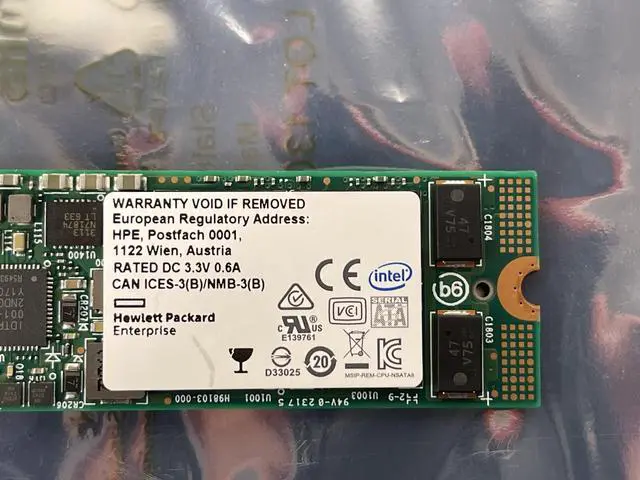 Alt view image 5 of 5 - HPE Intel DC S3520 100% 150GB 6G SATA RI M.2 2280 SSD 80mm 3D1 MLC 412 TBW