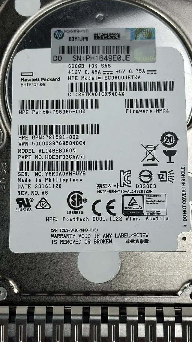 Alt view image 5 of 7 - (NOT FOR HOME PC!) HPE 600GB 10K RPM 12G SAS 2.5 in SFF Smart Carrier G8 Gen9 Gen10 Hard Drive SC