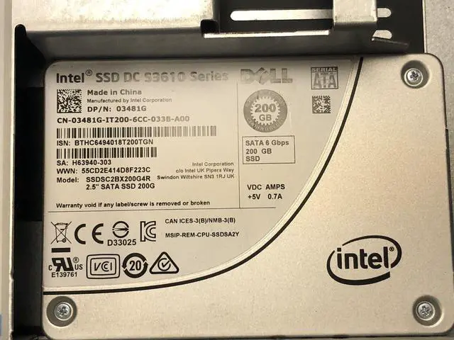 Alt view image 4 of 6 - Dell 200GB Intel SSD DC S3610 Series SATA III 6Gb/s 2.5 3.5 LFF MLC 95 to 100%
