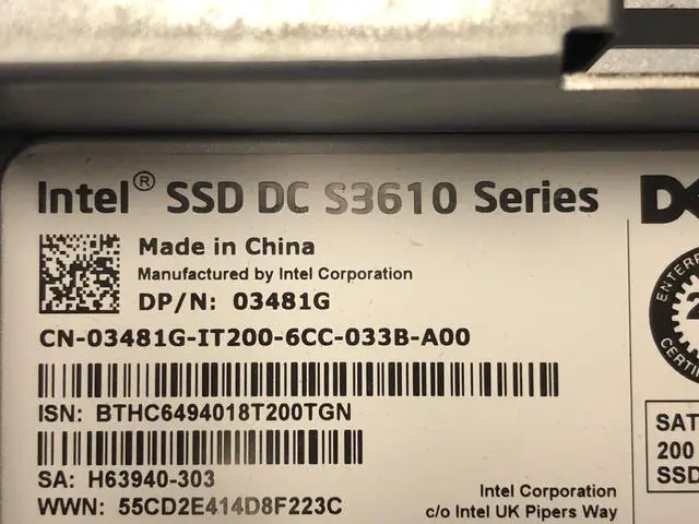 Alt view image 5 of 6 - Dell 200GB Intel SSD DC S3610 Series SATA III 6Gb/s 2.5 3.5 LFF MLC 95 to 100%