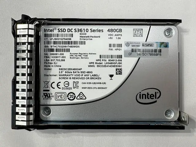 Main image of 98-99% HPE Intel DC S3610 480GB SATA 6G MU 2.5in SSD 3DWPD 3.7PBW MLC SFF SC
