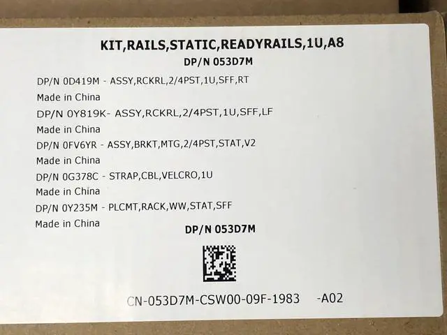 Main image of Dell 1U Static Rail Kit 2 or 4-Post R330 R340 R430 R440 R620 R630 R640 R6515 A8
