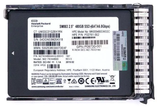 Alt view image 3 of 5 - 99+% HPE P09907-001 480GB SATA 6G MU Mixed Use SFF MLC SC DS SSD 3.5DWPD 3000TBW