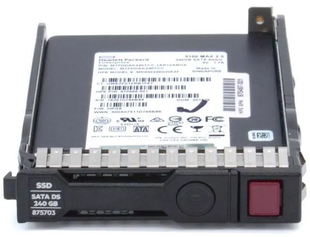 Alt view image 4 of 5 - 97-100% HPE 875703-001 240GB SATA 6G MU Mixed Use SFF TLC SC DS SSD 5DWPD 2.2PBW
