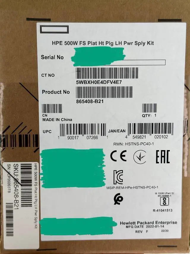 Alt view image 3 of 4 - HPE 500W PSU FS Platinum Hot Plug Low Halogen Power Supply Kit 865408-B21