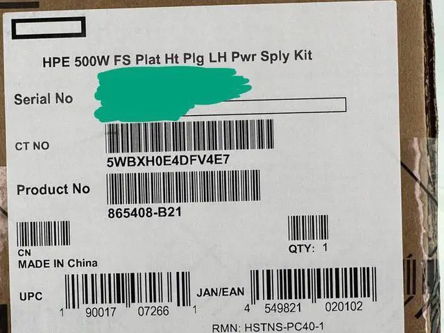 Alt view image 4 of 4 - HPE 500W PSU FS Platinum Hot Plug Low Halogen Power Supply Kit 865408-B21