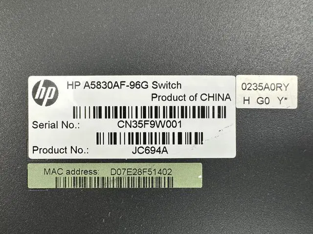 Alt view image 7 of 7 - HPE FlexFabric A5830AF-96G Ethernet Switch 96x 1G RJ45 10x 10G SFP+ 1x PSU Fans