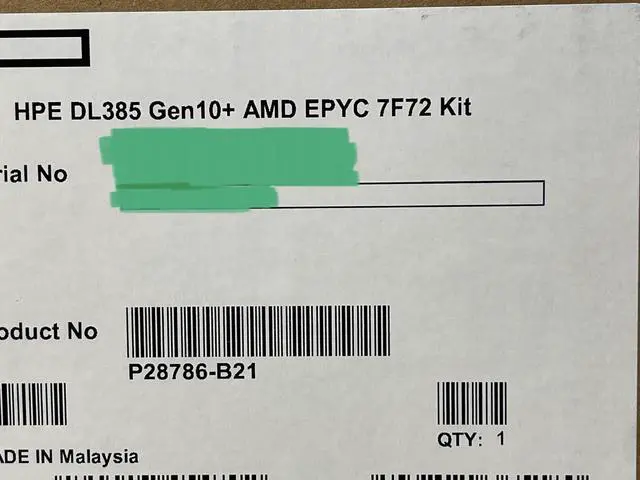 Alt view image 4 of 6 - HPE DL385 Gen10/Plus/V2 CPU Kit AMD EPYC 7F72 24 Core 3.2GHz w/Heatsink+2x Fans