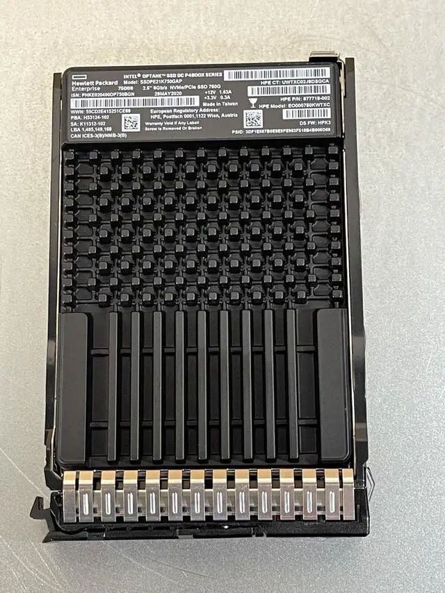 Alt view image 3 of 7 - HPE Intel Optane 750GB U.2 NVMe x4 Write Intensive SFF SSD 30 DWPD Gen3 WI SCN