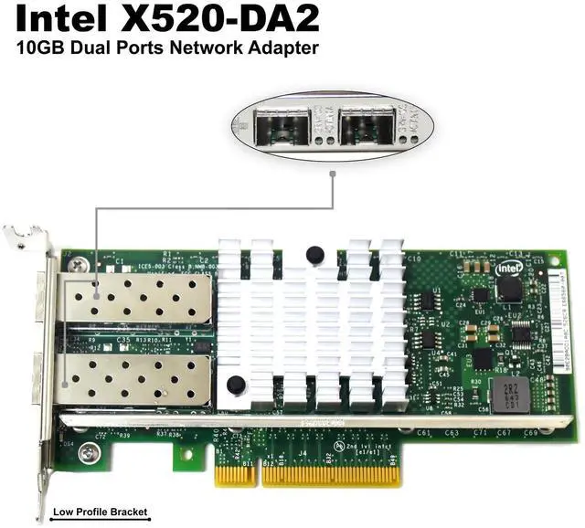 Alt view image 2 of 7 - Intel X520-DA2 Dual-Port SFP+ 10Gbps Ethernet Server Network Adapter