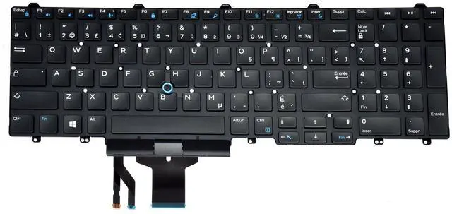 Alt view image 3 of 6 - Dell Latitude E5550 Precision 15 3510 7510 French Canadian Laptop Keyboard YM0K9