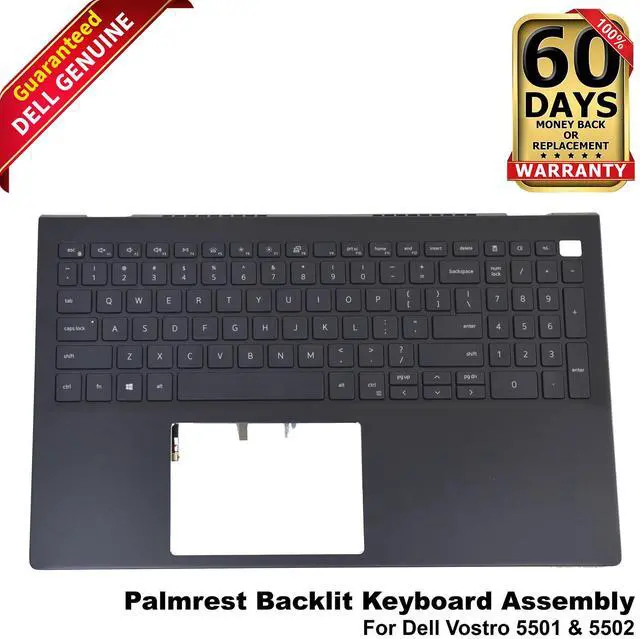 Main image of Dell Vostro 5501 5502 Palmrest Backlit Keyboard Assembly W7PK2 G2VT3
