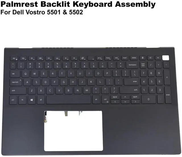 Alt view image 2 of 6 - Dell Vostro 5501 5502 Palmrest Backlit Keyboard Assembly W7PK2 G2VT3
