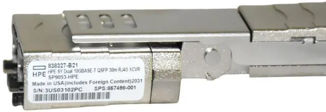 Alt view image 4 of 7 - Lot of 2 HPE 10GBASE-T 2x RJ-45 Connectors 30m QSFP+ Transceiver 838327-B21