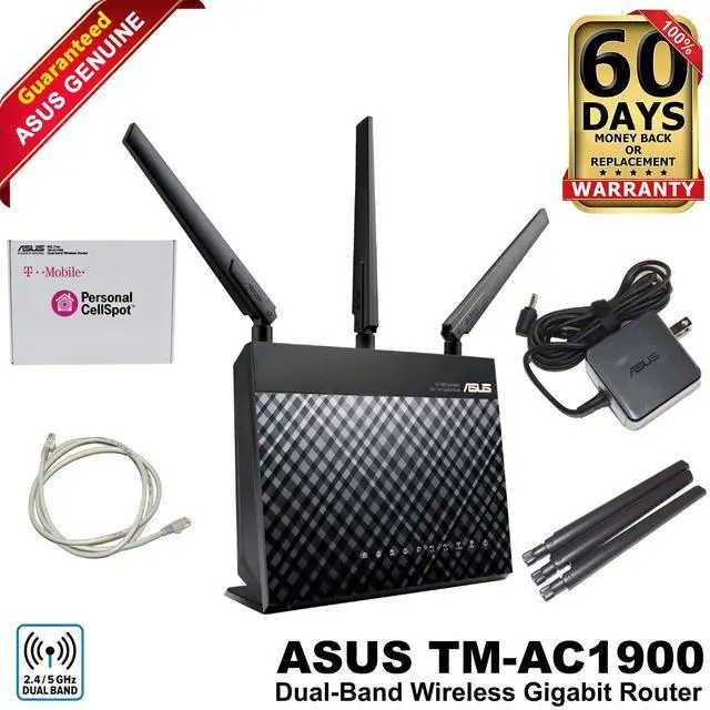 Main image of Asus T-Mobile TM-AC1900 Dual-Band 2.4GHz 5GHz 802.11ac 3x3 Wireless Router